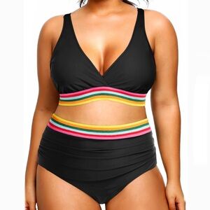 Yonique Plus Size High Waisted Bikini